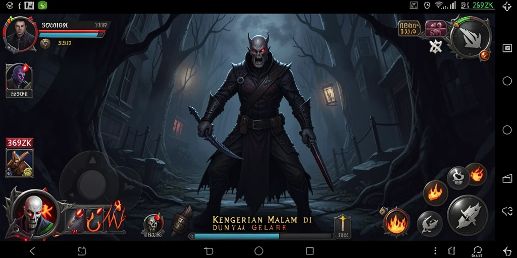 Tampilan gameplay mendebarkan di dalam dunia gelap 369ZK.