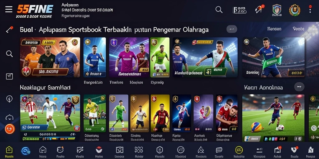 Screenshot gameplay 55FIVE dengan tampilan taruhan olahraga yang menarik.
