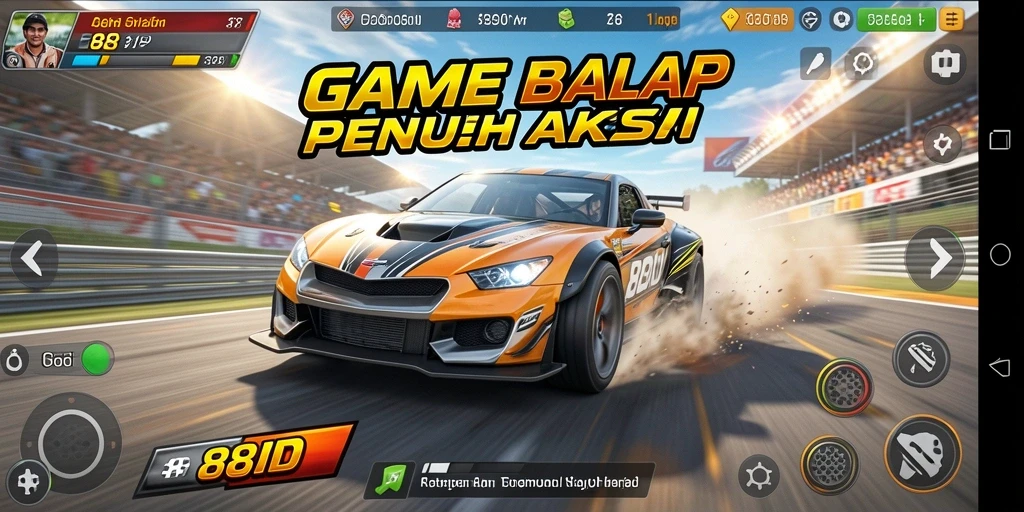 Tampilan gameplay 88ID menampilkan aksi balap yang mendebarkan