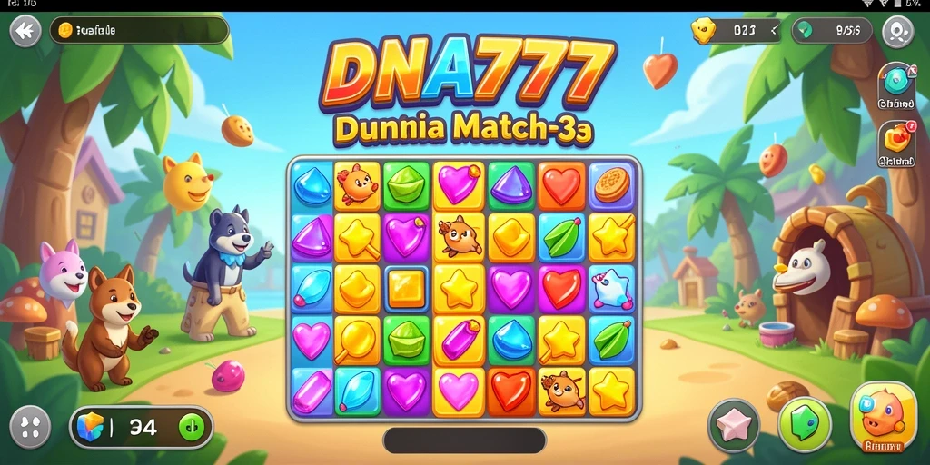 Gameplay menarik DNA777 dalam kategori Match-3 yang penuh warna.