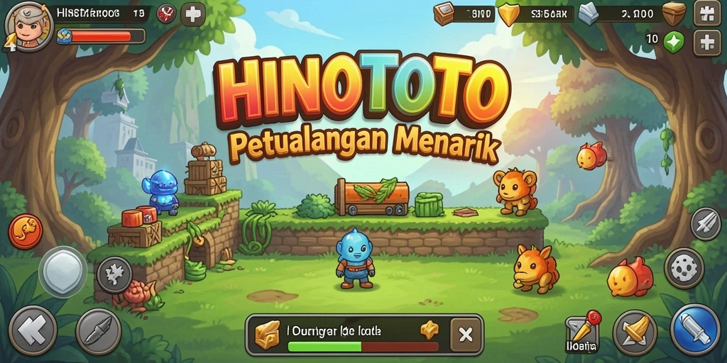 Tampilan gameplay HINOTOTO yang menampilkan karakter sedang bertarung dalam mode Idle.