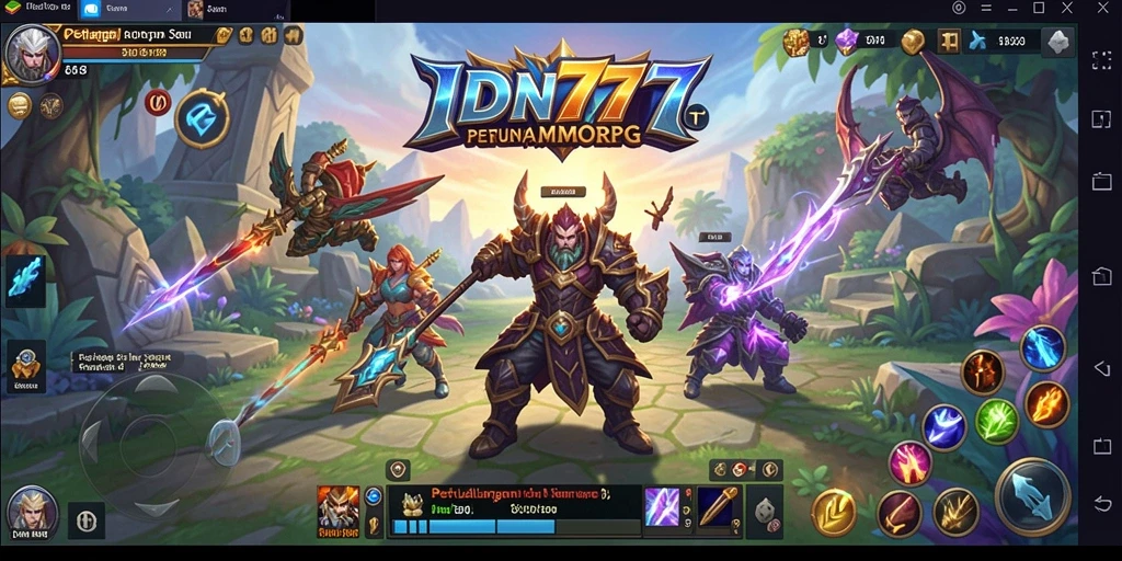 Screenshot utama IDN777 menampilkan aksi seru dalam pertempuran MMORPG.