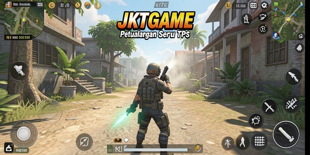 Tampilan gameplay seru dalam JKTGAME yang penuh aksi TPS.