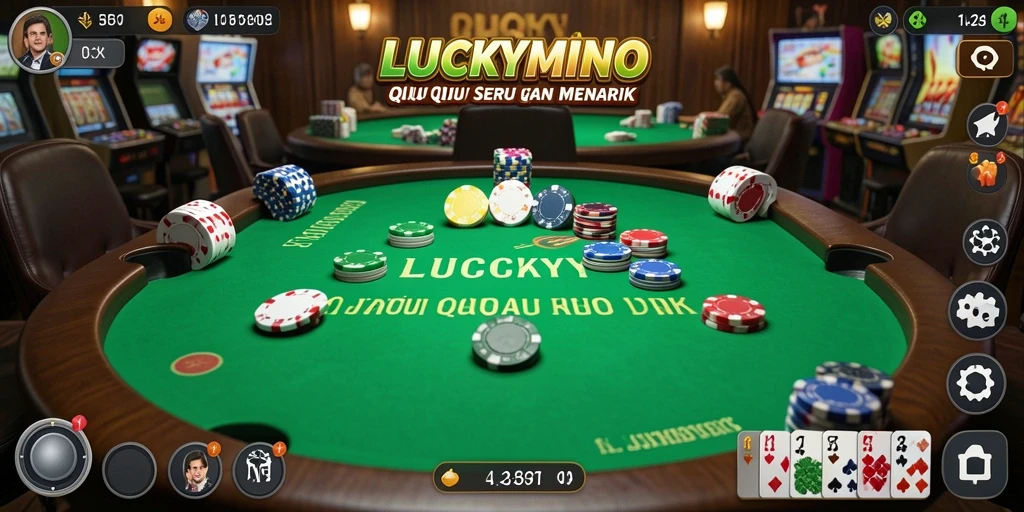 Tampilan gameplay seru LUCKYMINO yang memberikan pengalaman bermain QiuQiu.