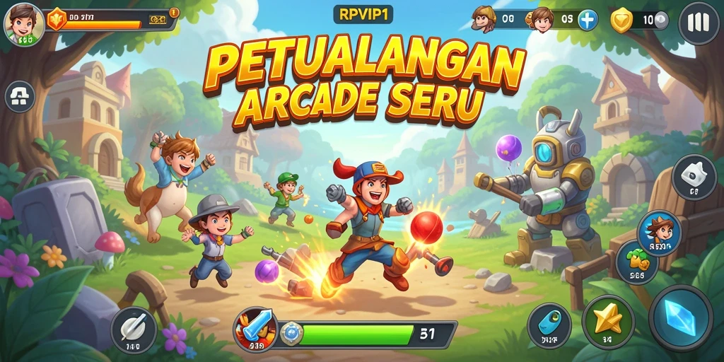 Screenshot RPVIP1 menampilkan aksi seru dalam permainan arcade.