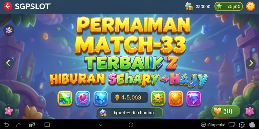 Screenshot utama SGPSLOT menampilkan layar gameplay Match-3 yang menarik.