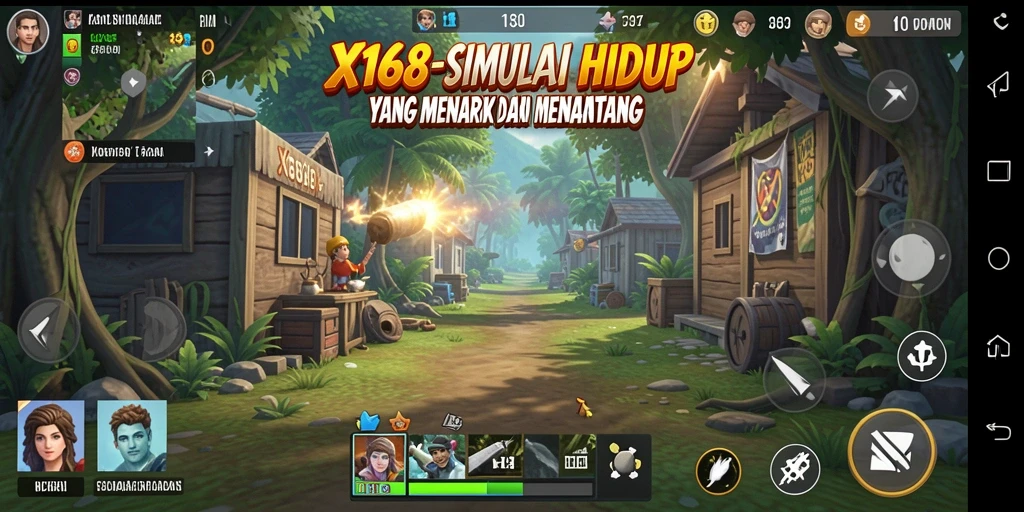 Tampilan gameplay yang spektakuler dalam X168 menunjukkan interaksi dan simulasi kehidupan.